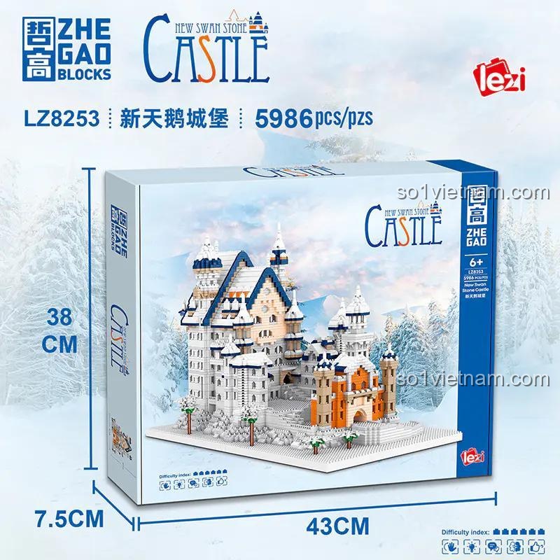 Mô hình Lâu đài Thiên Nga Mới ZHEGAO LZ8253 nhìn từ phía sau