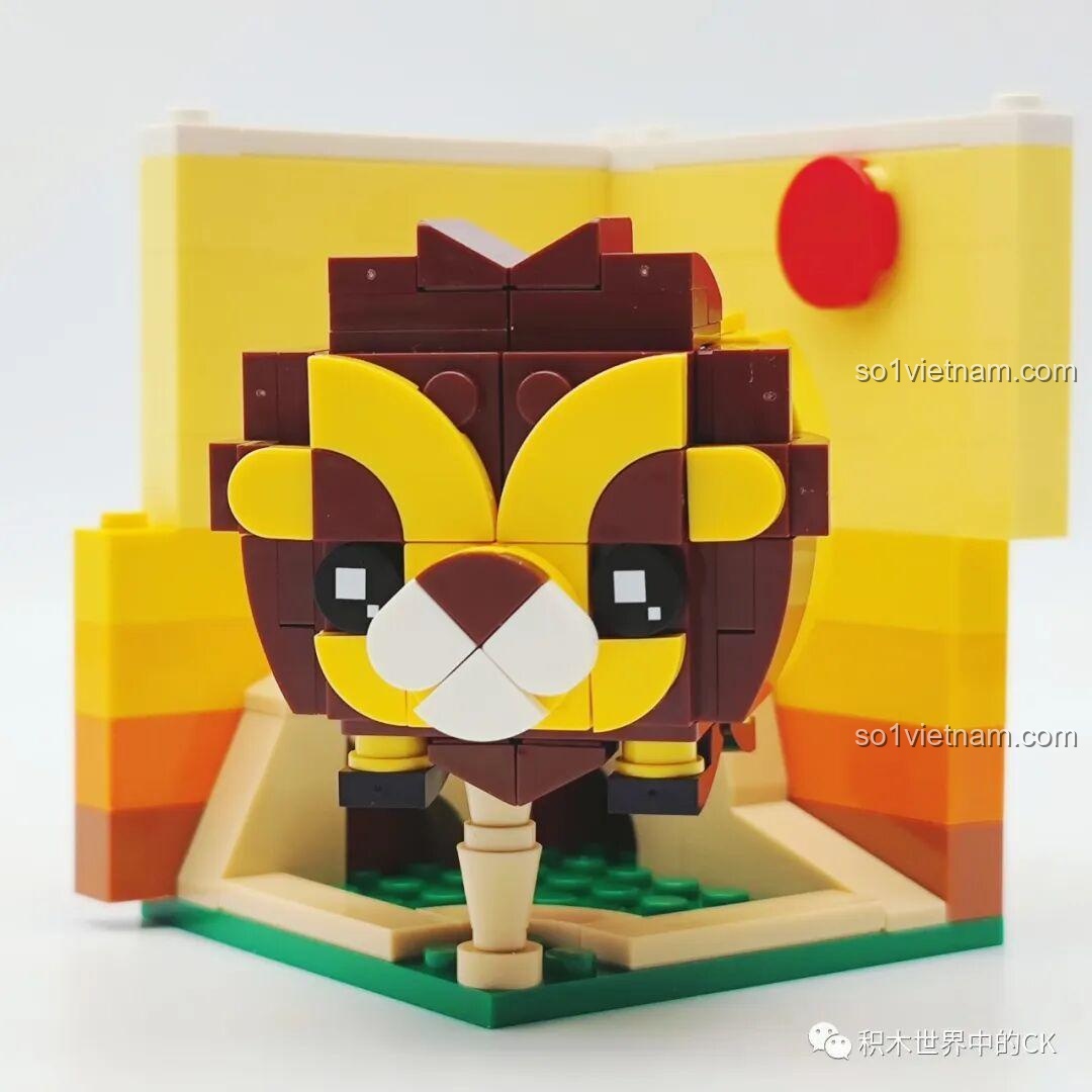 Mô hình LQFUN Rubik lắp ráp hình sư tử, chúa tể sơn lâm, với bộ bờm oai vệ và vẻ mặt đầy uy quyền.