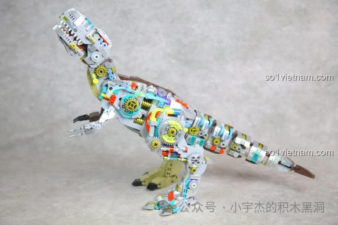 Góc nhìn tổng thể mô hình T-Rex Bán Cơ Khí MJ 13050 đã hoàn thiện, khoe trọn vẻ đẹp cơ khí.
