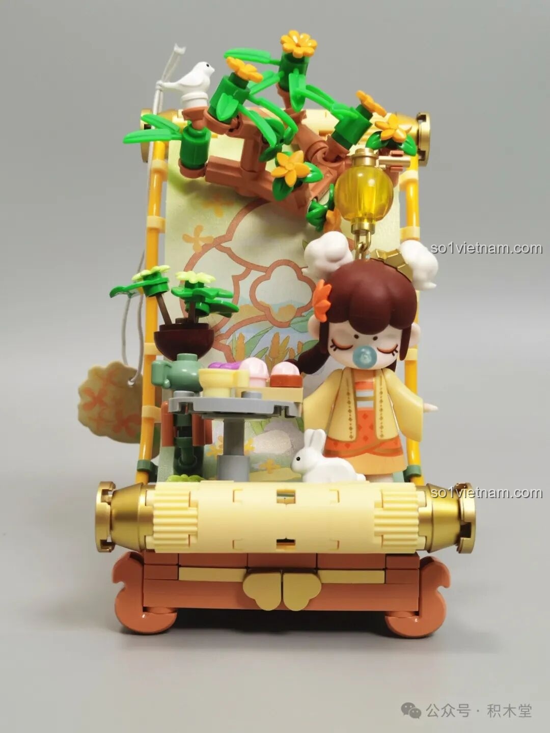 Mô hình TOP TOY Nanci Mùa Thu hoàn thiện với cảnh Nanci ngồi uống trà.