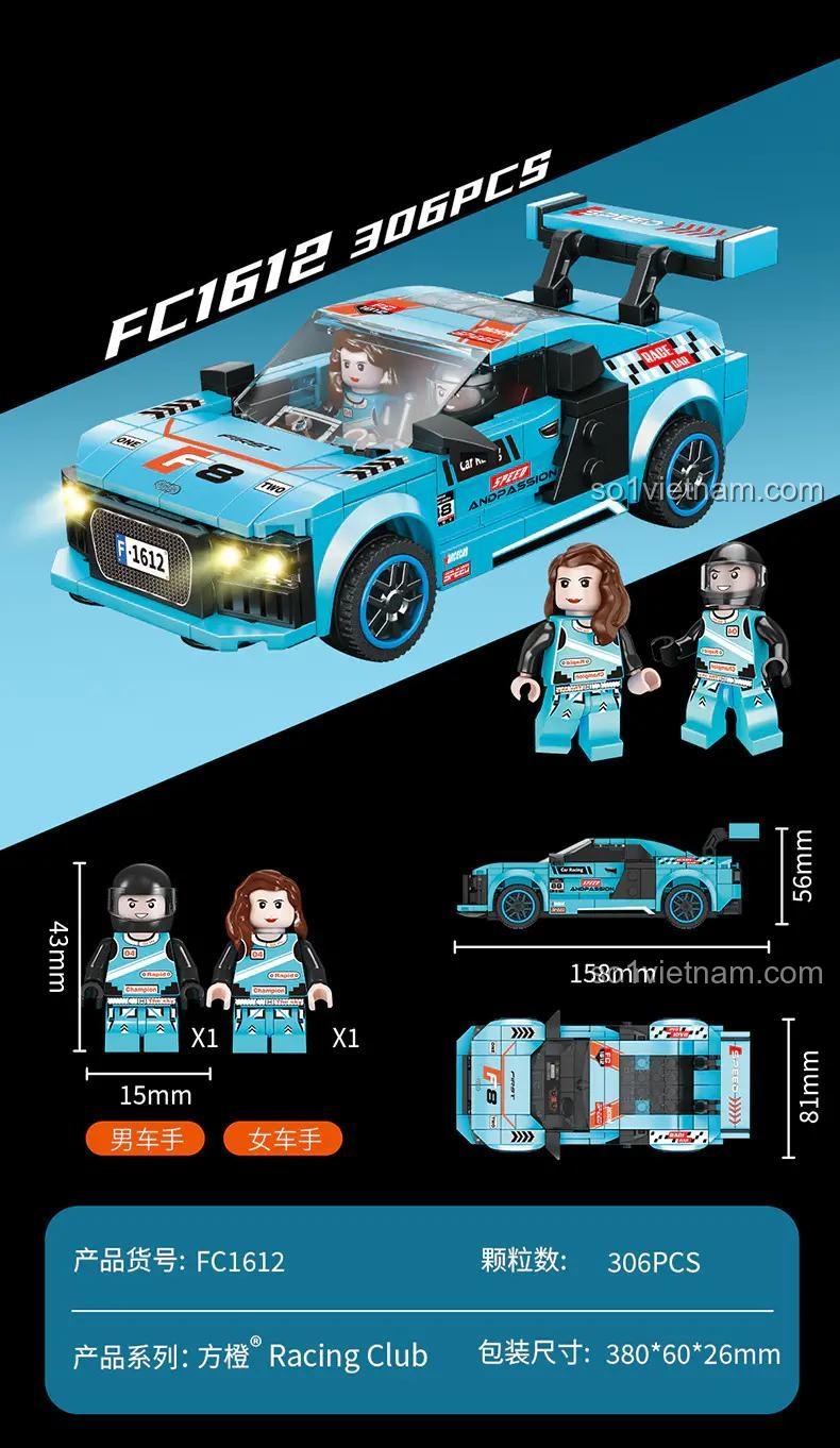 Chi tiết mô hình xe đua Forange FC1612, 306 chi tiết, phù hợp cho bé trai 6 tuổi, giá tốt
