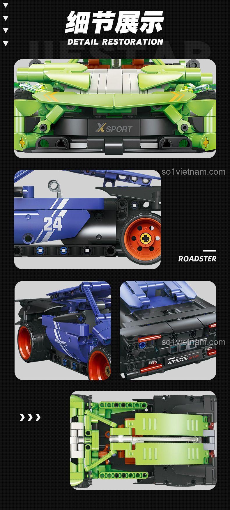 Mô hình xe Ferrari 296 JIE STAR 58117, bộ lắp ghép xe thể thao, đồ chơi kỹ thuật cho bé 6 tuổi, 314 mảnh ghép