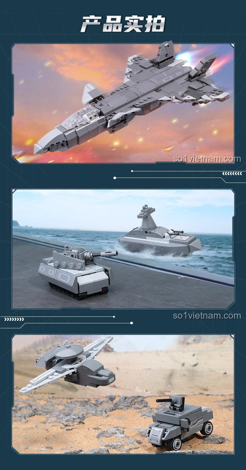 Mô hình xe tăng lắp ráp từ bộ Qman 42201, đồ chơi lắp ráp quân sự cho bé trai