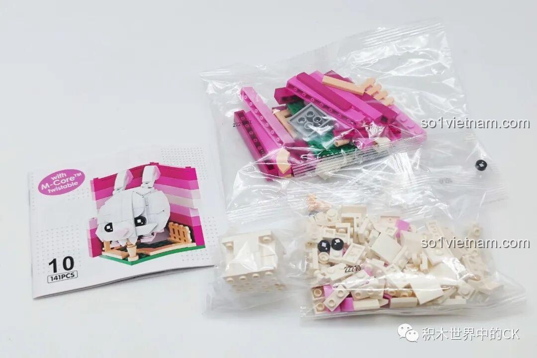 Bên trong hộp đồ chơi lắp ráp rubik hình thỏ LQFUN bao gồm sách hướng dẫn và các túi mảnh ghép được đóng gói cẩn thận.