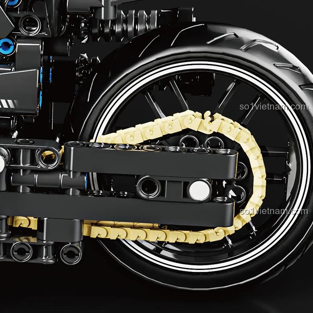 Mô tô Harley-Davidson Dark Knight LEIMAO H1127 chi tiết động cơ, bộ lắp ráp 680 mảnh, đồ chơi kỹ thuật cho bé 14 tuổi