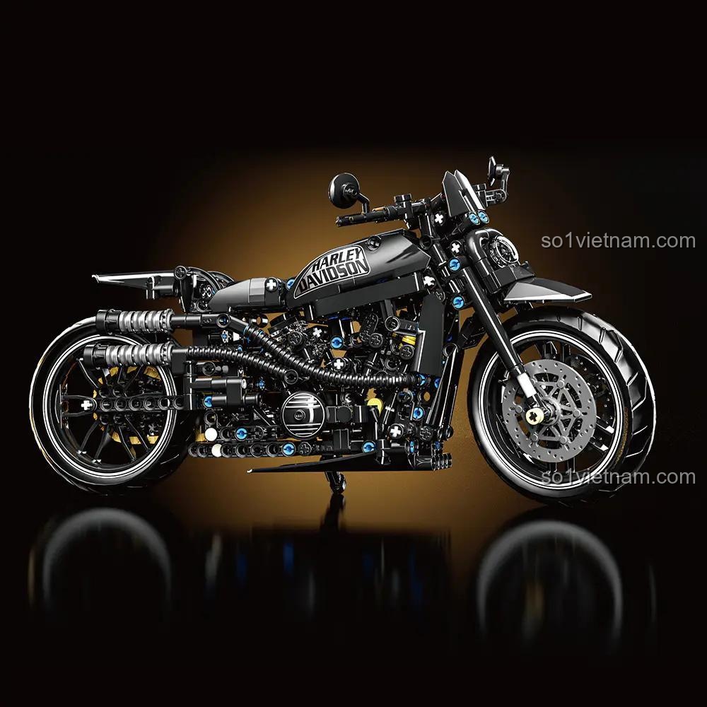 Mô tô Harley-Davidson Dark Knight LEIMAO H1127 chi tiết sang trọng, bộ lắp ráp 680 mảnh, đồ chơi kỹ thuật cho bé 14 tuổi