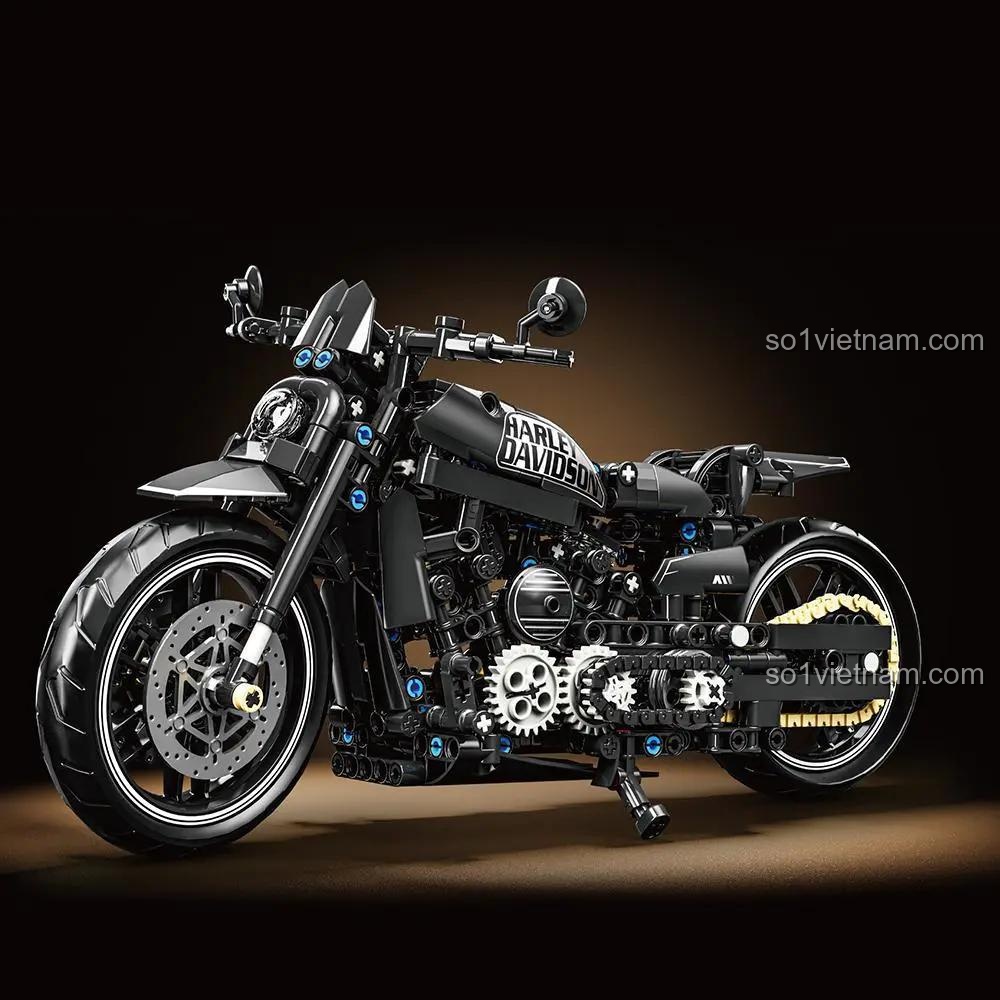 Mô tô Harley-Davidson Dark Knight LEIMAO H1127 phong cách huyền thoại, bộ lắp ráp 680 mảnh, đồ chơi kỹ thuật cho bé 14 tuổi