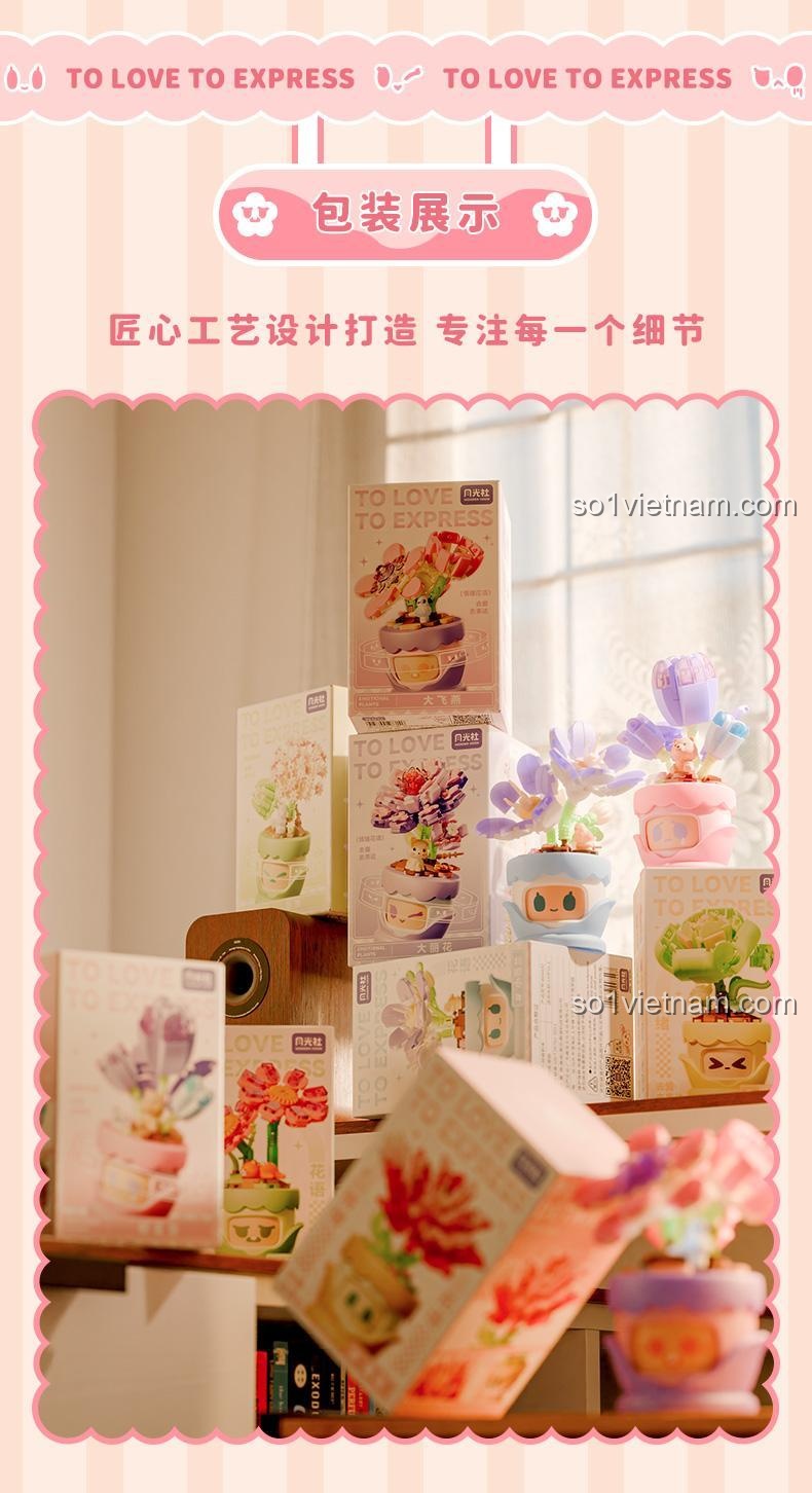 Hộp Đựng Bộ Lắp Ghép Chậu Hoa "Tình Cảm Hoa Ngữ" - Moon Wonder - Đồ chơi lắp ghép
