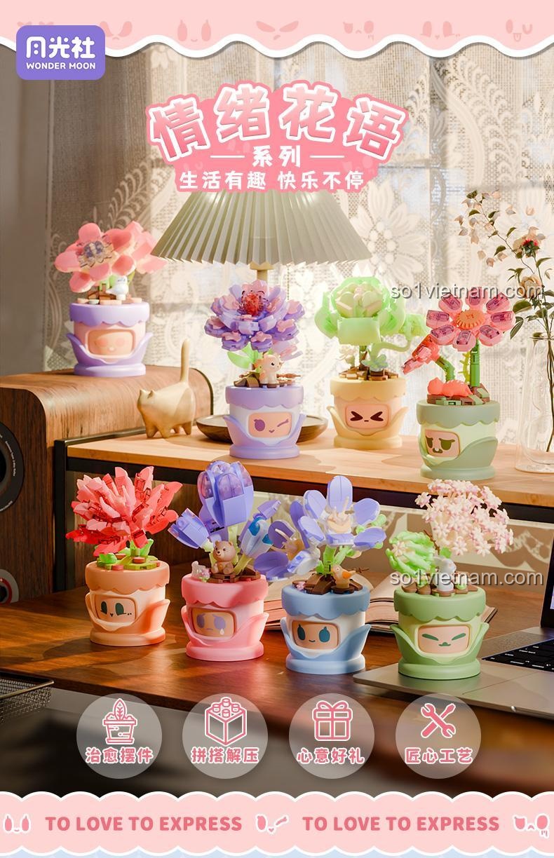 Bộ Sưu Tập Chậu Hoa Lắp Ghép "Tình Cảm Hoa Ngữ" - Moon Wonder - Đồ chơi lắp ghép