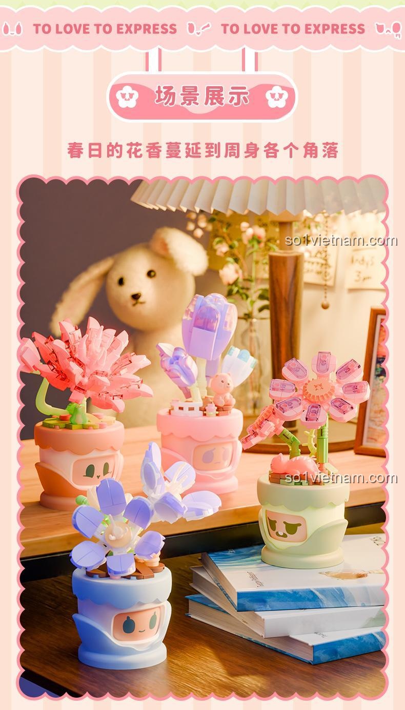 Cảnh Quan Bộ Lắp Ghép Chậu Hoa "Tình Cảm Hoa Ngữ" - Moon Wonder - Đồ chơi lắp ghép