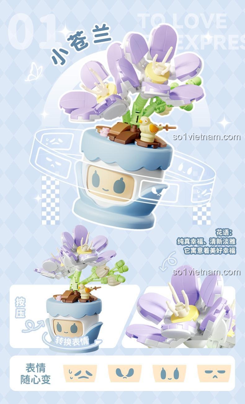 Bộ Lắp Ghép Chậu Hoa Cúc Tím "Tình Cảm Hoa Ngữ" 804429 - Moon Wonder - Mẫu 01 Tiểu Lan