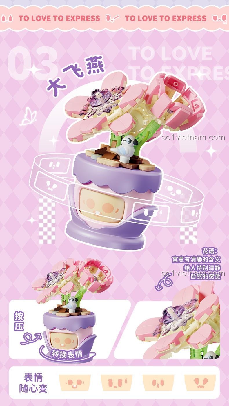Bộ Lắp Ghép Chậu Hoa Cúc Tím "Tình Cảm Hoa Ngữ" 804429 - Moon Wonder - Mẫu 03 Đại Phi Yến