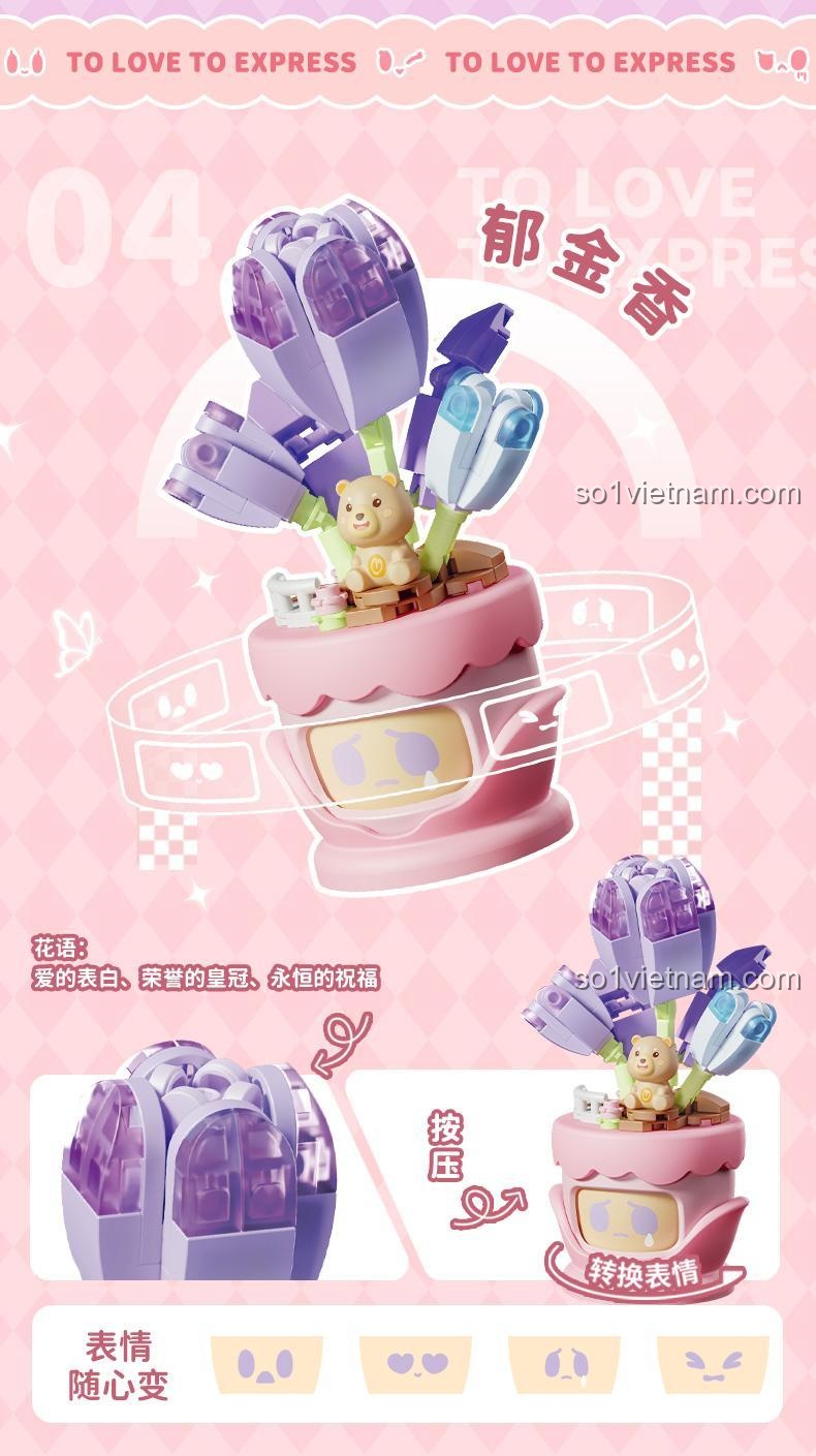 Bộ Lắp Ghép Chậu Hoa Cúc Tím "Tình Cảm Hoa Ngữ" 804429 - Moon Wonder - Mẫu 04 Du Kim Hương
