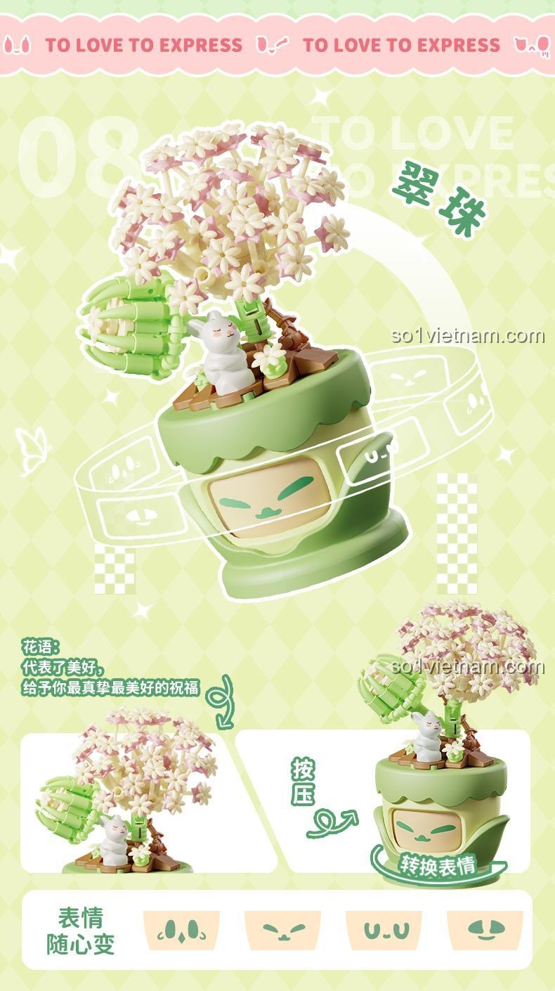 Bộ Lắp Ghép Chậu Hoa Cúc Tím "Tình Cảm Hoa Ngữ" 804429 - Moon Wonder - Mẫu 08 Lệ Châu