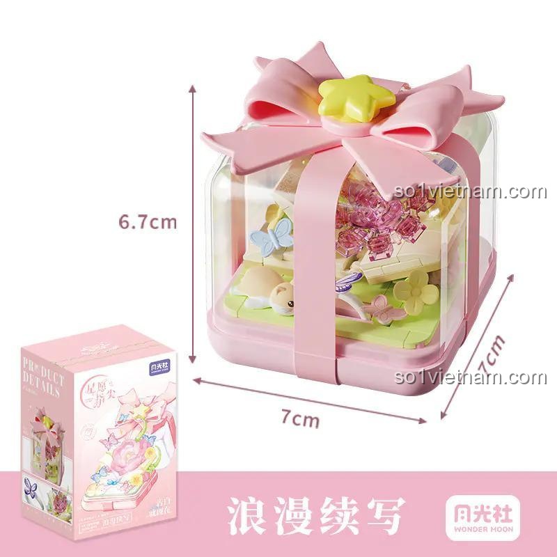 Kích thước hộp sản phẩm Hộp Nhẫn Ước Nguyện 月光社 804421, chiều dài 7cm, chiều rộng 7cm, chiều cao 6.7cm, phù hợp cho bé gái 6 tuổi, đồ chơi sáng tạo, món quà lãng mạn