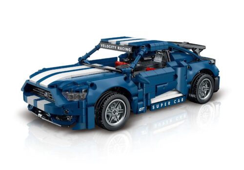 Mô hình Ford Mustang GT-500 màu xanh dương với sọc trắng, tỉ lệ 1:16, 952 chi tiết, điều khiển từ xa qua App, phù hợp cho bé trai 6 tuổi