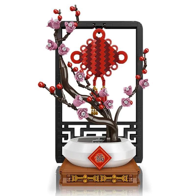 bộ lắp ghép Nút Thắt Trung Hoa Hoa Mai Mould King 10014, mô hình trang trí Tết đẹp mắt, phù hợp bé trai bé gái 8 tuổi, giá tốt.