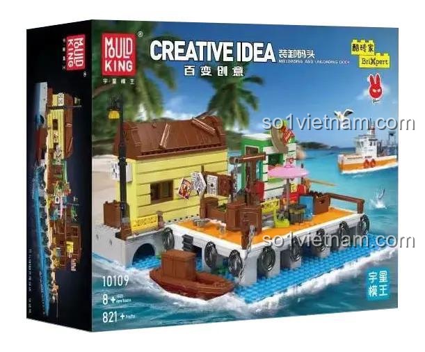 Hộp bộ đồ chơi Mould King 10109 Bến Tàu Bốc Dỡ Hàng, 821 mảnh ghép, đồ chơi mô hình thành phố giá rẻ cho bé trai