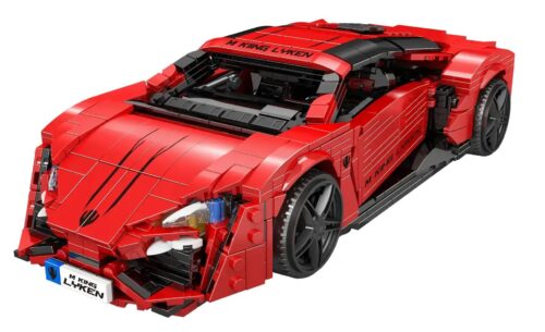 Mould King 10117 Siêu xe Lykan đỏ, bộ lắp ghép xe thể thao, 1311 chi tiết, có đèn LED, cửa mở, tỉ lệ 1:14, đồ chơi cho bé trai 14 tuổi