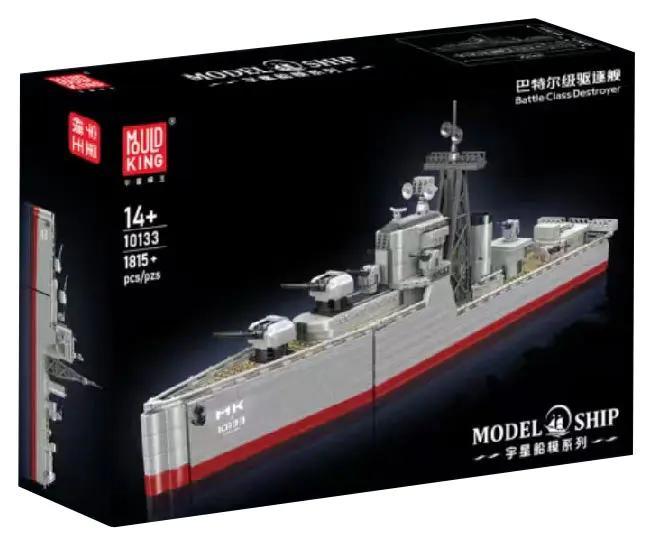 Hộp sản phẩm bộ lắp ráp Tàu khu trục lớp Battle Mould King 10133, đồ chơi mô hình cho con trai 14 tuổi, giá rẻ.