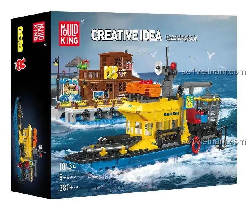 Hộp sản phẩm đồ chơi mô hình Tàu thăm dò đại dương Mould King 10134. Món quà ý nghĩa cho con trai 8 tuổi, chất lượng cao.