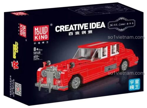 Hộp sản phẩm Mould King 10145 Xe RR Lunaz Cổ điển, bộ lắp ghép xe mô hình, 433 mảnh, độ tuổi 8+, cho bé trai