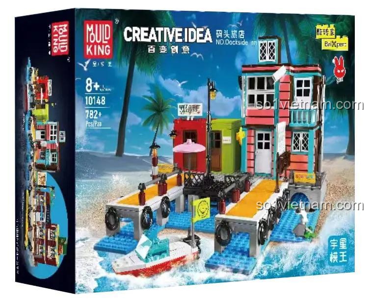 Hộp sản phẩm bộ lắp ghép Mould King 10148 Nhà nghỉ bến tàu, 782 chi tiết, độ tuổi 8+, giá tốt