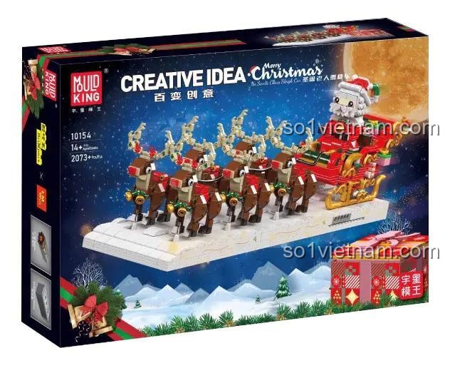 Hộp đồ chơi lắp ghép Mould King 10154 Xe Trượt Tuyết Giáng Sinh, 2073 mảnh ghép, quà tặng ý nghĩa.
