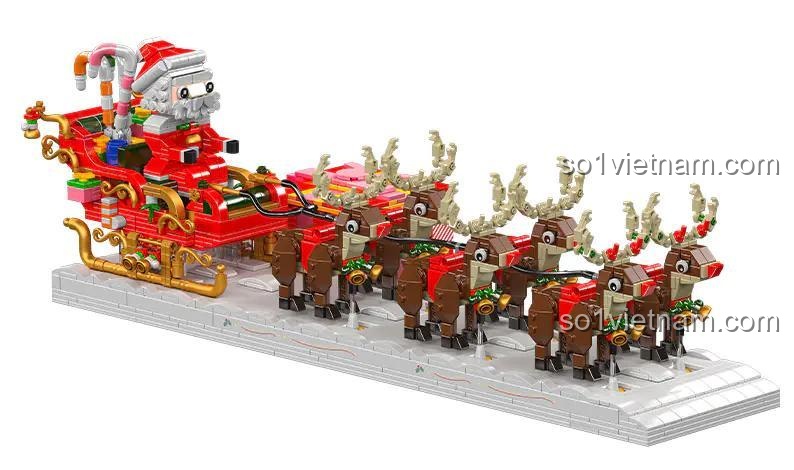 Mô hình Xe Trượt Tuyết Ông Già Noel Mould King 10154, đồ chơi lắp ghép cho con trai và con gái 14 tuổi, chất lượng cao.