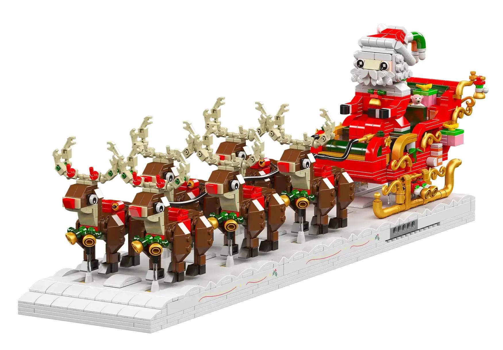 Bộ lắp ghép Mould King 10154 Xe Trượt Tuyết Ông Già Noel, đồ chơi mô hình Giáng Sinh độc đáo cho thanh niên 14 tuổi, giá tốt.