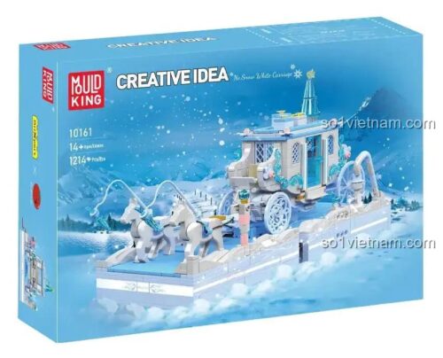 Hộp sản phẩm đồ chơi mô hình Cỗ xe ngựa của nàng Bạch Tuyết Mould King 10161, với 1214 chi tiết, chất lượng cao giá tốt.