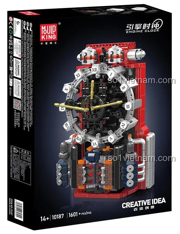 Hộp sản phẩm đồ chơi mô hình Đồng hồ kiểu Steampunk Mould King 10187, gồm 1601 chi tiết, quà tặng sáng tạo cho thanh niên.