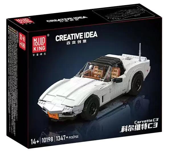 bộ lắp ghép Xe Thể Thao Corvette C3 Mould King 10198, mô hình xe thể thao trắng, 1347 chi tiết, dành cho con trai 14 tuổi, giá tốt