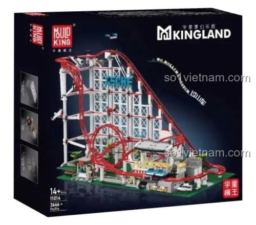 Mô hình Tàu lượn siêu tốc Mould King 11012 phiên bản màu vàng xanh, một lựa chọn màu sắc khác cho người chơi trên 14 tuổi.