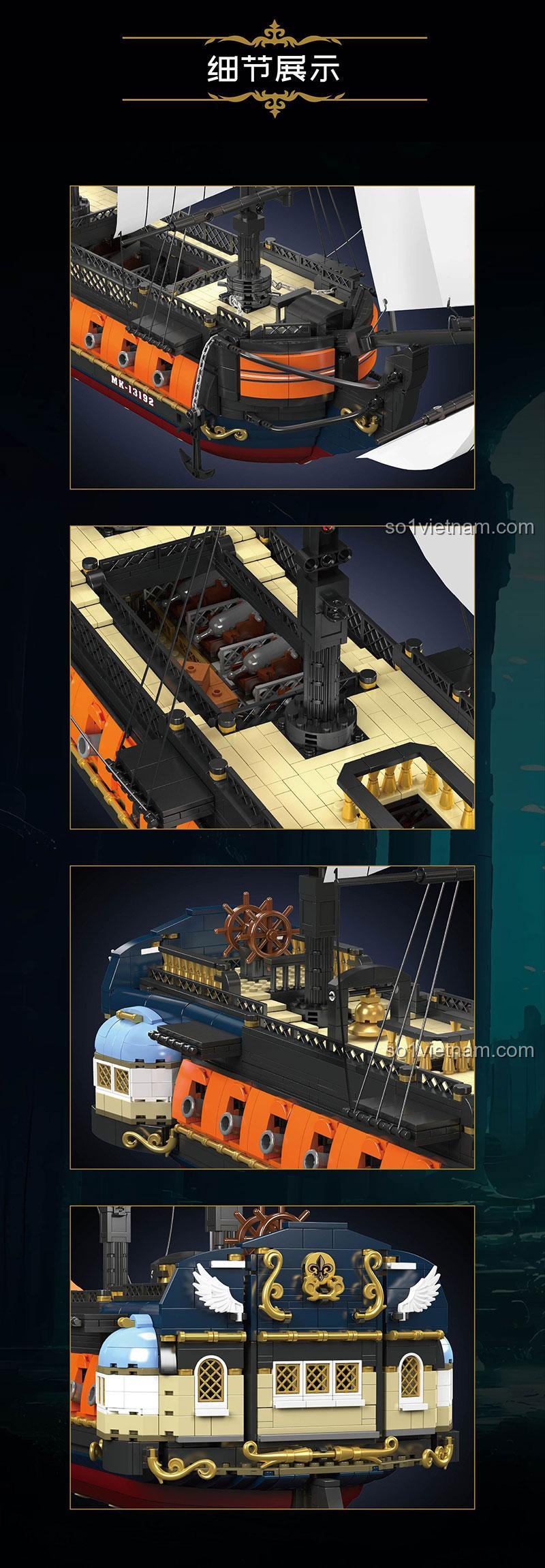 chi tiết đồ chơi mô hình Tàu Cướp Biển Mould King, bộ lắp ghép 13192, mô hình tàu buồm cổ tinh xảo cho con trai 14 tuổi, đáng tiền