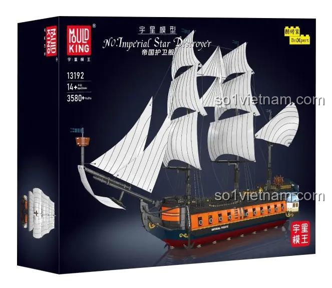 hộp bộ đồ chơi Mould King 13192, đồ chơi mô hình Tàu Cướp Biển, bộ lắp ghép Chiến Hạm Hoàng Gia cho con trai 14 tuổi, giá rẻ