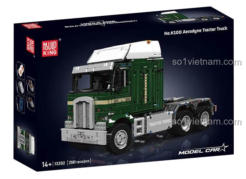 Hộp sản phẩm đồ chơi mô hình Xe Tải Đầu Kéo K100 Aerodyne Mould King 13202, món quà sinh nhật ý nghĩa cho bé trai.