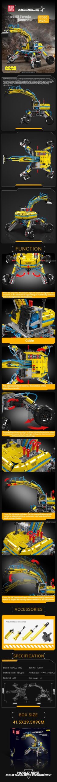 Máy xúc địa hình khí nén Mould King 17060