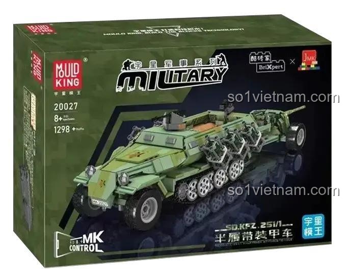 Mould King 20027 bộ đồ chơi Xe Bán Xích Bọc Thép và Pháo Chống Tăng, mô hình quân sự Thế chiến II chân thực, phù hợp bé trai 8 tuổi, giá tốt.