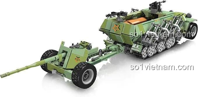 Bộ lắp ghép Mould King 20027 Xe Bán Xích Bọc Thép và Pháo Chống Tăng, mô phỏng chân thực phương tiện quân sự Đức, đồ chơi giá tốt.