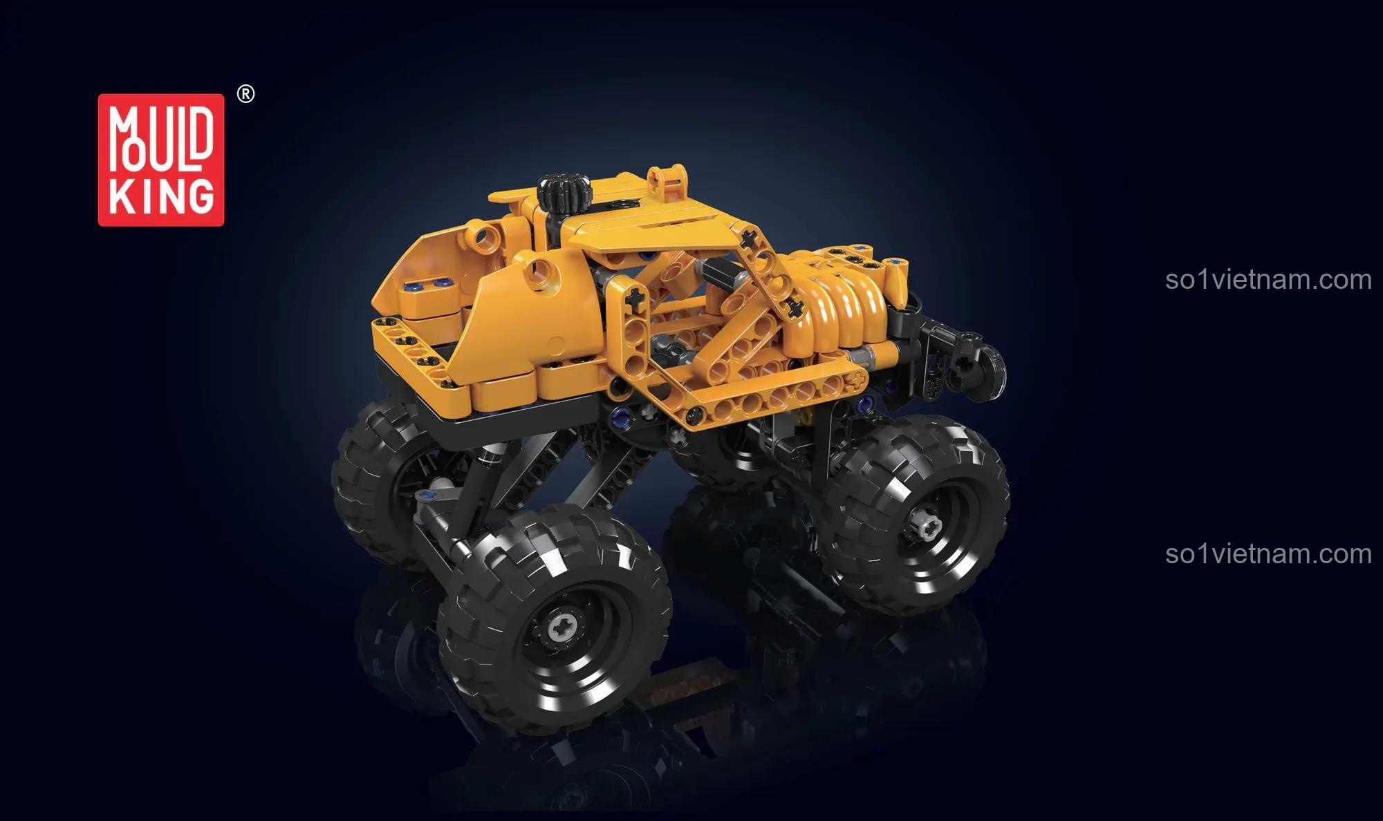 Mould King 24018 Xe địa hình Offroad Vehicle màu vàng đen, thiết kế Technic, bánh xe lớn, 246 chi tiết, đồ chơi lắp ghép cho bé trai 8 tuổi