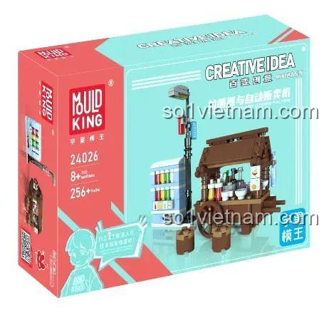 Hộp sản phẩm Mould King 24026 Xe đẩy bán mì Ramen và máy bán hàng tự động, đồ chơi lắp ghép cho bé 8 tuổi, chi tiết cao, cảnh quan thành phố