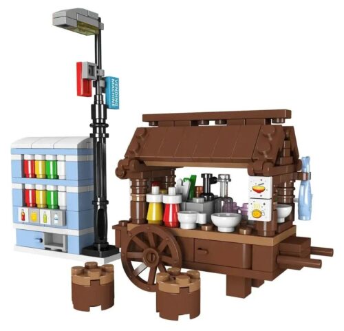 Mould King 24026 Xe đẩy bán mì Ramen và máy bán hàng tự động, mô hình đường phố, đồ chơi lắp ghép cho bé 8 tuổi, chi tiết cao, cảnh quan thành phố