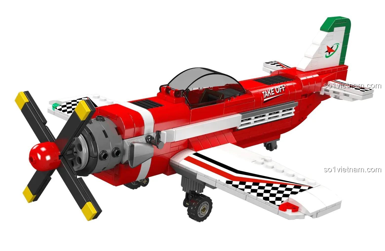 Mô hình Máy Bay Đua Tốc Độ Mould King 24058, đồ chơi lắp ráp cho con trai 8 tuổi, cánh quạt quay được, chất lượng cao.
