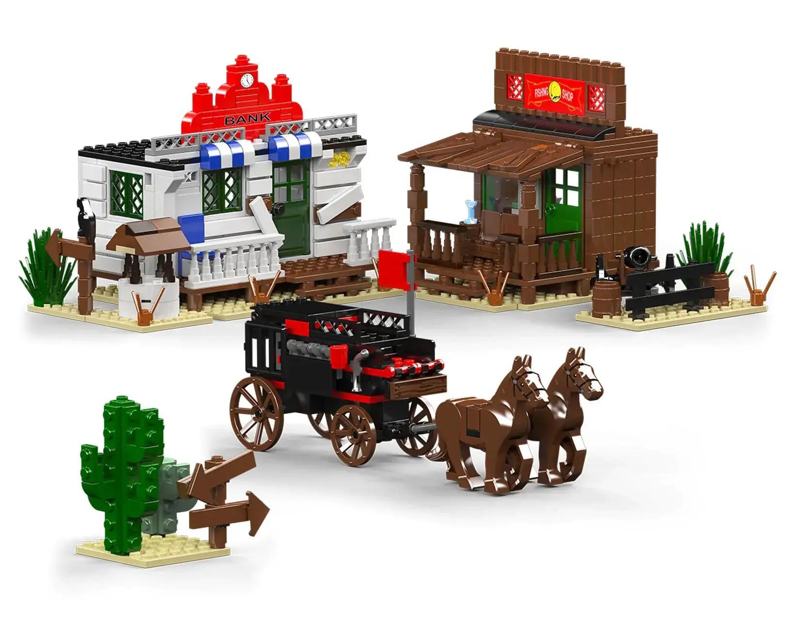 Bộ lắp ghép Mould King 24062 Vụ Cướp Ngân Hàng Miền Tây Hoang Dã với 693 mảnh, đồ chơi mô hình cho bé trai 8 tuổi giá rẻ.