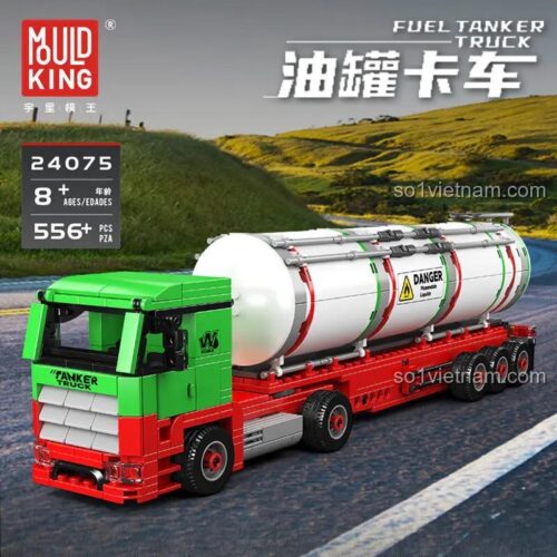 Mô hình hoàn chỉnh của bộ xếp hình 24075 Xe Bồn Chở Nhiên Liệu Mould King, với 556 chi tiết sắc nét.