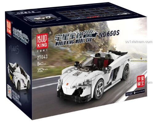 bộ đồ chơi Mould King 27043 giá rẻ, hộp sản phẩm Mould King 27043 với hình ảnh xe thể thao McLaren 650S, phù hợp bé trai 8 tuổi.