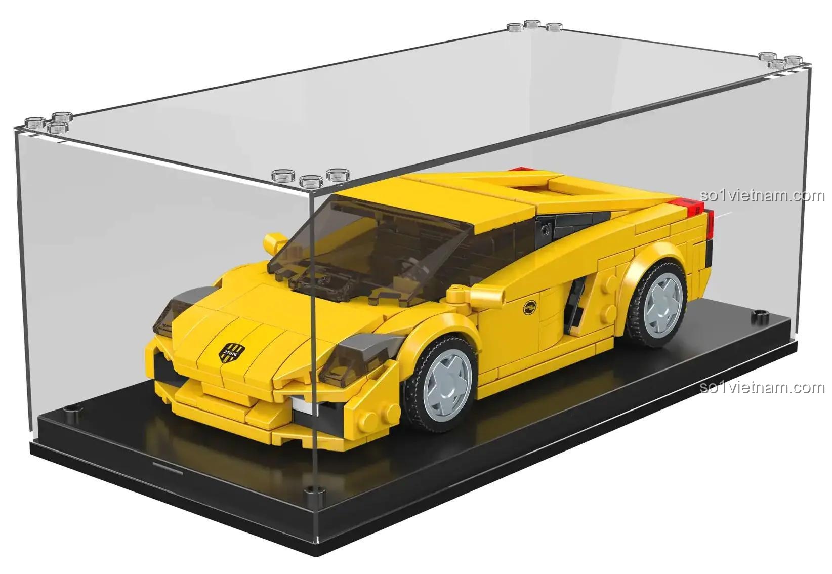 Mô hình Lamborghini Gallardo Mould King 27076 kèm hộp trưng bày chống bụi, đồ chơi lắp ráp siêu xe thể thao cho bé trai.