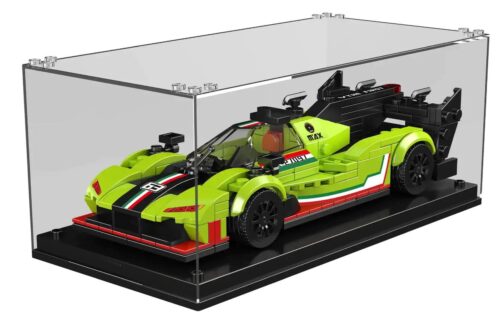 Mô hình xe đua Lamborghini SC63 LMDh Sports Prototype Mould King 27097 màu xanh lá, đen, đỏ, trắng, có hộp trưng bày, đồ chơi lắp ghép cho bé trai 8 tuổi, 466 mảnh