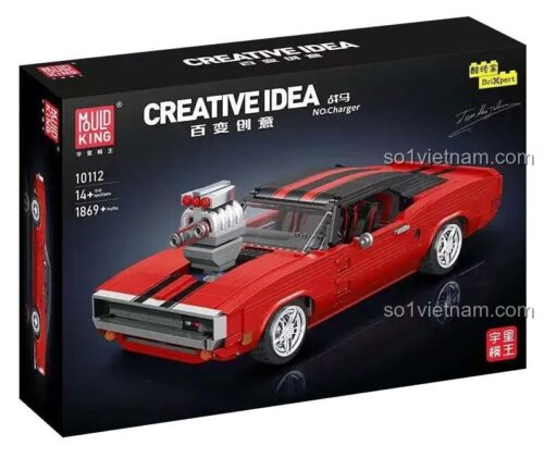 Hộp đựng MouldKing 10112 Dodge Charger - Mô hình xe đồ chơi lắp ráp, xe cơ bắp Mỹ, 1869 mảnh ghép, tỉ lệ 1:16, chi tiết chân thực, phù hợp cho bé trai 14 tuổi, đồ chơi giáo dục STEM